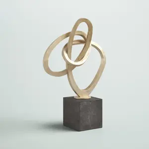 Escultura de estatuilla abstracta Wade Logan Elk Home Loop Escultura Oro Polystone escultura pulida moderna Enlace Abstracto - Product Image 4