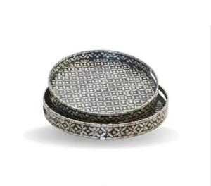 Plateau de qualité supérieure en nacre et résine avec motif floral antique pour le petit-déjeuner, le thé, le café, le rangement et les cadeaux - Product Image 1