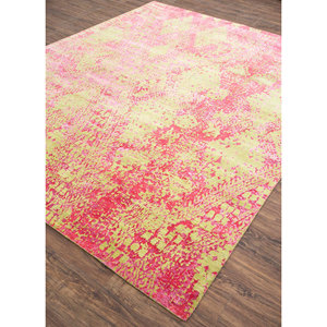 Alfombra Kavi Rosa y Morada de Lana y Seda de Bambú Anudada a Mano, 10 mm de Grosor, Diseño Abstracto para Entrada y Pasillo del Hogar -Esk-662 - Product Image 2