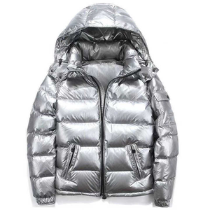Personalizado de alta calidad brillante invierno de los hombres de lana chaquetas de bombardero de cuello alto de calle OEM servicio disponible cierre de cremallera - Product Image 4