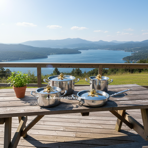 Wholesale Europe <b>Stainless</b> <b>Steel</b> Hand-Hammered Eco-Friendly Cooking <b>Pots</b> <b>Pan</b> Set Decorative Gold Pumpkin Lids Food Safe Gas - Product Image 6