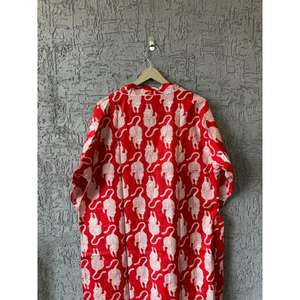Kimono de algodón con estampado de tigre rojo indio, ropa de noche de talla libre para mujer, ropa de verano para cubrir el cuerpo, ropa de dormir para la playa - Product Image 5