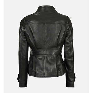Chaqueta de Piel de Oveja Negra para Mujer, Estilo Bomber Acolchado Ligero, Talla 5XL, Logotipo Personalizado Disponible - Product Image 4