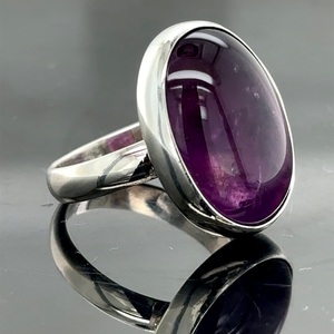<b>Boho</b> Hippie Amethyst <b>Silver</b> <b>Ring</b> Women's and Men's Engagement and Wedding Gift Elegant Bohemian Style - Product Image 1