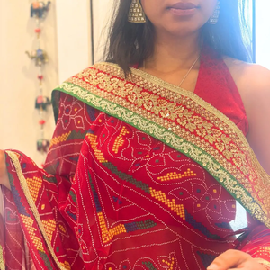 Nouveau stock-motif Bandhani imprimé rajasthani Dupatta pur coton indien et Georgette Type solide directement de l'Inde - Product Image 2