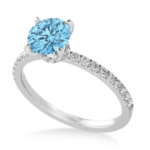 แหวนเพชรเม็ดเดี่ยวประดับเพชรสีฟ้าขนาด18K แหวนเพชรสีขาวสำหรับงานหมั้นในห้องปฏิบัติการได้รับการรับรองจากผู้ผลิต CVD - Product Image 4