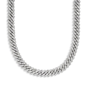 Miami Cuban Link Chain <b>Crafted</b> In S925 Sterling Silver Moissanite Diamond Iced Out Hip Hop Necklace - Product Image 1