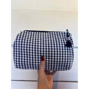 Medium Capacity Durable Cotton Fabric Soft Handle Fashion Waterproof Lining Pockets <b>Makeup</b> Cosmetic Bag Portable Striped <b>Case</b> - Product Image 3