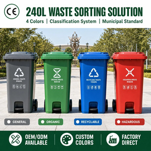 Contenedor de <span class=keywords><strong>Basura</strong></span> Comercial de 240L, Ecológico, de HDPE, con Ruedas, Tapas y Tapón de Drenaje, Resistente, para Interiores/Exteriores - Product Image 4