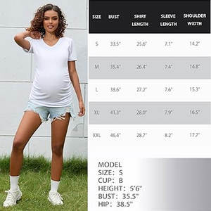 T-shirt de grossesse confortable à manches courtes doux extensible maternité t-shirt décontracté haut côté froncé conception pour attendre les mamans été - Product Image 6