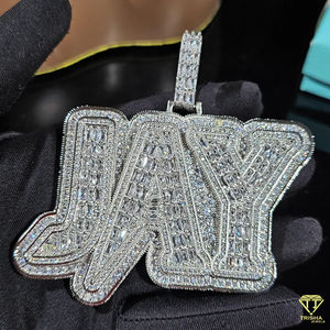 Colgante de Nombre completo Iced Out con diamantes cultivados en laboratorio VVS en joyería de declaración de Hip Hop de lujo de Plata de Ley 925 - Product Image 3
