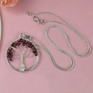 Collar con Colgante de Árbol de la Vida en Cristal Natural de 35-40 mm con Cadena de Metal - Product Image 1
