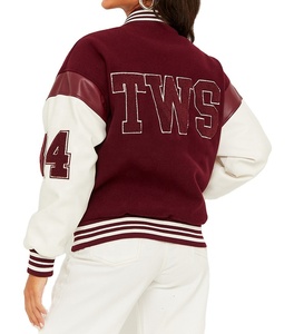 Veste de baseball personnalisée avec manches en cuir, vestes universitaires pour femmes, veste de baseball en laine d'hiver - Product Image 6