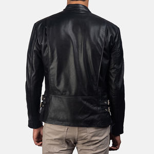 แจ็คเก็ตลำลองไซส์พิเศษสำหรับผู้ชายคอตั้งมีซิปสไตล์นักธุรกิจแบบไม่รีดทำจากหนังผ้าใบใส่สบาย - Product Image 4