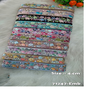 Rubans brodés à la machine de 4 cm de largeur sur mesure avec paillettes divers modèles en dix couleurs pour robes de mariée - Product Image 5