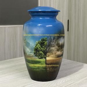 Arbre de vie peint urne de crémation adulte pour cendres funéraires humaines reste urnes en aluminium fournitures funéraires en gros - Product Image 6