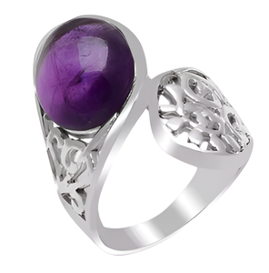 925แหวนเงินสเตอร์ลิงประดับพลอยสีม่วงทรงหลังเบี้ยทันสมัยเครื่องประดับสำหรับงานแต่งงานงานหมั้นชุบเงินสไตล์คลาสสิก - Product Image 5