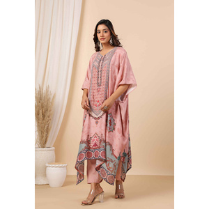 Ensemble kaftan et pantalon Noori Hana pour femme, motif fleur de pêcher - Ensemble 3 pièces - Product Image 6