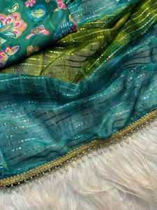 MOTI & Stone Work Léger Numérique Imprimé Dîner Anniversaire De Mariage Spécial Sarees En Soie De Haute Qualité En Gros - Product Image 3