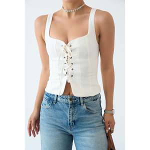 Blusa Ligera Color Crudo con Cordones - Product Image 2