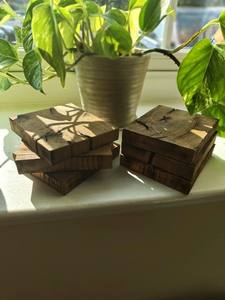walnut coasters Handcrafted Rustic Wooden Coasters Set Natural Wood Grain Drink Coasters for Coffee Tea Wine <b>Table</b> <b>Protection</b> - Product Image 3
