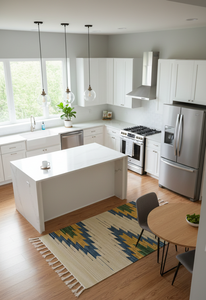 Wholesale Cotton Woven Beige Plush Floral Modern Machine Washable Reversible Backing Multicolor <b>Rug</b> Home Travel <b>Picnic</b> Decor - Product Image 3