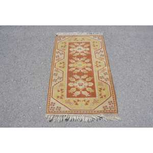 พรมทอสไตล์ตุรกีโบราณดีไซน์แบบเย็บปะสีส้มและเหลือง44ft 26ชิ้นวัสดุขนสัตว์เทคนิคสานแบบแบนสำหรับตกแต่งห้องนั่งเล่น - Product Image 1