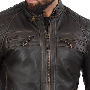 Veste en cuir pour homme avec fermeture éclair intégrale, entièrement personnalisable, en cuir véritable, respirante, coupe-vent, écologique. - Product Image 6