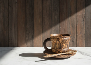 Ensemble de tasses et soucoupes à thé en bois fait main de qualité supérieure, bois naturel, écologique, réutilisable, pour le thé, le café, les boissons, pour la maison, l'hôtel, le café - Product Image 2