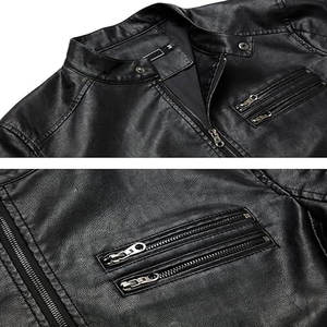 แจ็กเก็ตมอเตอร์ไซด์ผู้ชายหนัง PU สีดำมีซิปล้างสบายๆกันน้ำปรับแต่งได้ตามต้องการสำหรับฤดูหนาว - Product Image 3