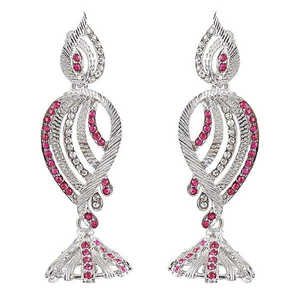 Boucles d'oreilles Kriaa Fine Dangle Rose Pierre Autrichienne Plaqué Argent 1301433 - Product Image 1