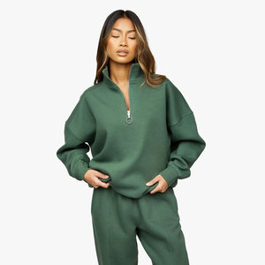 Ensemble de survêtement d'hiver décontracté pour femme, coupe classique, uni, col à capuche, vêtements d'entraînement, logo personnalisé, bon matériau, lavé, meilleur prix - Product Image 1