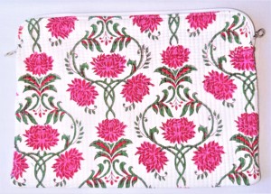 Pochette pour ordinateur portable en coton matelassé 16 pouces vintage et à la mode pochette imprimé Mac Book avec fermeture éclair espace supplémentaire cadeau pour elle - Product Image 4