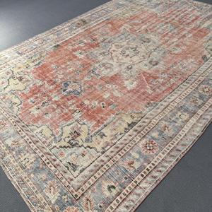 พรมวินเทจตุรกีขนาด 6x10.6 ฟุต พรมปูพื้น พรมขนสัตว์สีแดง - Product Image 4