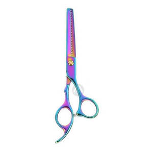 Ciseaux à effiler les cheveux, revêtement arc-en-ciel, acier inoxydable, ciseaux de salon, outil professionnel par MAQNSCO - Product Image 1