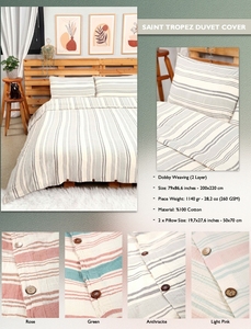 Parures de couette 100% coton piqué jacquard couleur unie respirantes tissées 80S80S poids moyen 300 g/m² 230 cm 118/120 - Product Image 4