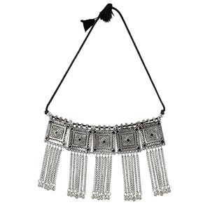 Conjunto de collar de gargantilla de plata oxidada exquisita de alta calidad, joyería de moda chapada en plata para amantes de la moda - Product Image 1