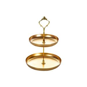 Support à gâteau à deux étages en métal noir avec poignée en anneau pour la décoration de mariage et de fête d'anniversaire Supports à gâteau de luxe - Product Image 5