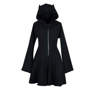 Nueva llegada mujeres murciélago sudaderas con capucha Color sólido 100% algodón logotipo personalizado Color negro High Street mujeres murciélago con capucha - Product Image 4