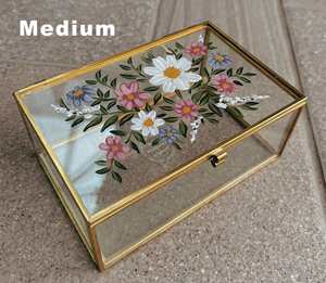 Hand Painted Square Shape <b>Glass</b> <b>Jewelry</b> Ring <b>Boxes</b> With Golden Finished Perfect for Storing Rings Necklaces and Fine Accessories - Product Image 5