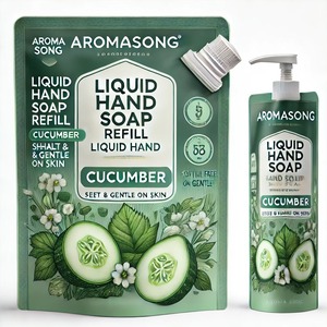 Recharge de savon liquide pour lavage des mains avec marque privée de 16 oz, parfum de concombre rafraîchissant, blanchiment doux, logo personnalisé, sel minéral fabriqué aux États-Unis - Product Image 4