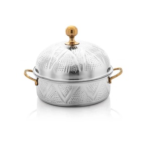 Grossiste Casserole de luxe de forme ronde Chauffe-plat de cuisine Pot en métal de haute qualité avec poignée. - Product Image 2