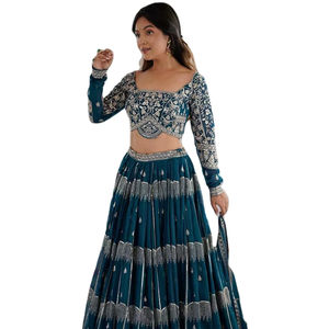 Ordene Ahora: Lehenga Festiva de Georgette Sintética de Color Precioso y Aspecto Elegante, Fácil de Drapear en un Minuto, Ropa Étnica al por Mayor - Product Image 1