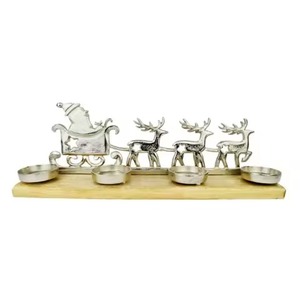 Décor de noël photophore Top qualité renne et arbres métal matériel couleur argent pour décor de Table bougeoir - Product Image 4