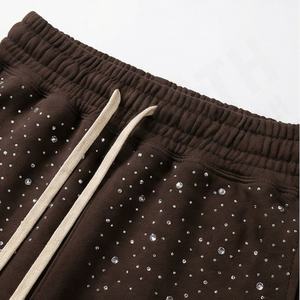 Streetwear Style Custom <b>Men's</b> Pants <b>Trousers</b> High Quality Heavy Cotton Acid Wash Sweatpants Sun Fade Rhinestones Durable Bottom - Product Image 4