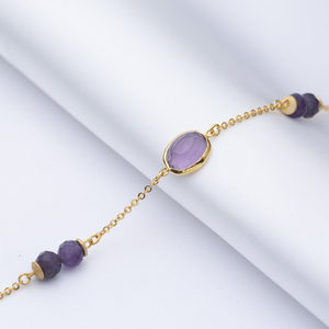 <b>Amethyst</b> Quartz Oval Gold Bezel 925 Silver <b>Bracelet</b> Jewelry Wholesale Handmade 925 Sterling Jewelry - Product Image 2