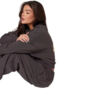 Conjunto de 2 Piezas de Ropa de Invierno para Mujer, Sudadera y Pantalones Deportivos Largos, Estilo Informal, Estampado, con Capucha, Ecológico - Product Image 4