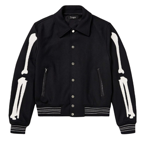 Chaqueta universitaria personalizada al por mayor, chaqueta universitaria de lana con diseño de logotipo personalizado de alta calidad para hombre con bordado de chenilla y huesos - Product Image 1