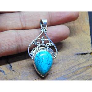 Colgante turquesa de Plata de Ley 925 hecho a mano con cabujón, regalo de joyería fina para mujeres y niñas - Product Image 6