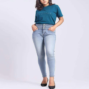 Pantalones vaqueros ajustados de LICRA y algodón para mujer, pantalones vaqueros de estilo lápiz transpirables de cintura media de Color de diseño personalizado para verano, informales y sexis - Product Image 1